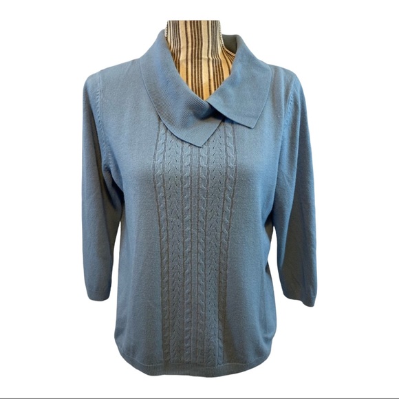 Alison Daley short sleeve sweater blue small cozy - Picture 1 of 9